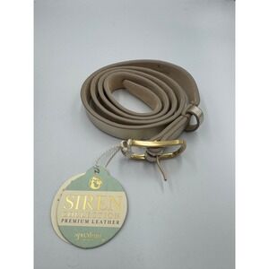 NWT Siren Premium Calf Leather Thin Belt Women's Small Golden Brass-Tone Buckle